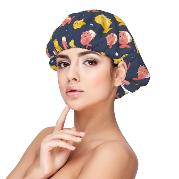 Pofeuu Cute Puffer Fish Print Silk Bonnet for Sleeping, Satin Hair Bonnets, Soft Elastic Band Silk Sleep Cap, Hair Wrap