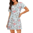 thumbnail image 1 of Pofeuu Cute Rabbit And Heart Print Women's Loose Fit Short Sleeve Nightgown, Comfortable Sleep Dress for Women, Casual Lounge Sleepwear, Soft Cotton Sleep Dress, 1 of 6