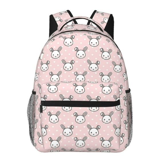 Pofeuu Cute Rabbit Print Backpack for Men and Women - Basic Bookbag Casual Daypack Backpacks for College Work Travel-One Size
