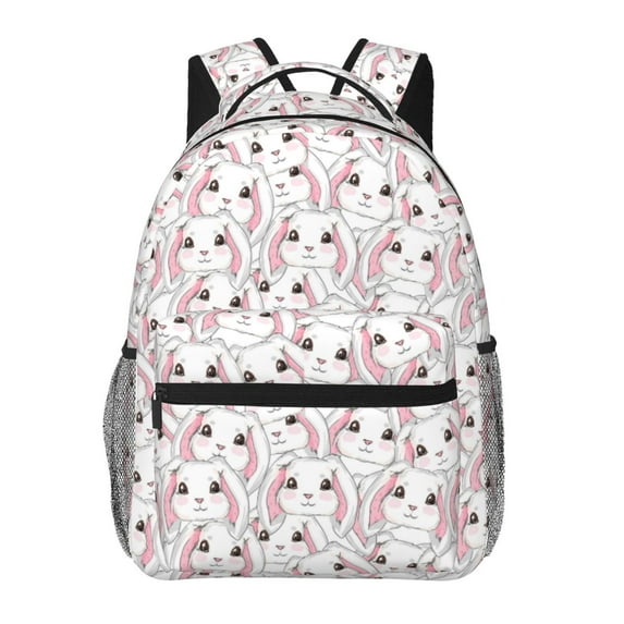 Pofeuu Cute Rabbit Print Backpack for Men and Women - Basic Bookbag Casual Daypack Backpacks for College Work Travel-One Size