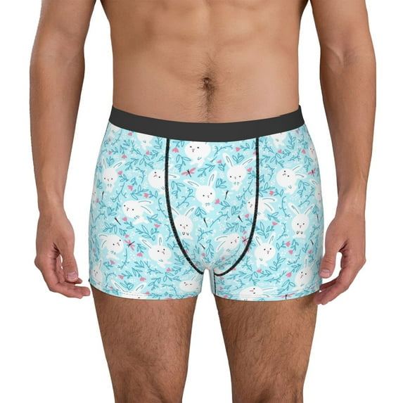 Pofeuu Cute Rabbit Print Men’s Boxer Briefs, Moisture-Wicking Underwear, Regular,Trunk-Small