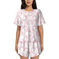 thumbnail image 1 of Pofeuu Cute Rabbit Print Women's Pajama Set Short/Shorts Soft Button PJs Elastic Drawstring Waist Sleepwear-X-Large, 1 of 6