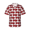 thumbnail image 1 of Pofeuu Cute Red Crab Print Hawaiian Shirt for Men Sleeves Casual Button Down Summer Beach Dress Shirts T-Shirts,Small, 1 of 1
