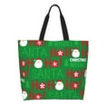 thumbnail image 1 of Pofeuu Cute Santa Print Reusable Grocery Bags - Washable, Foldable, Packable Tote, Large Handles, Heavy Duty, Zippered Top Pouch, 1 of 8