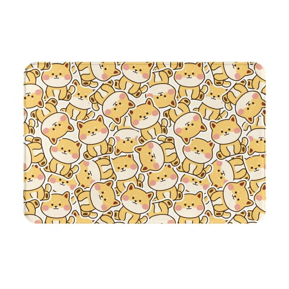 Pofeuu Cute Shiba Print Flannel Doormats Rug16"x24"Rug Washable Doormats Indoor Outdoor Rugs for Layered Front Door Mats, Porch, Kitchen, Entryway