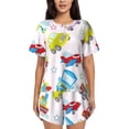 thumbnail image 1 of Pofeuu Cute Transport Print Women's Pajama Set Short/Shorts Soft Button PJs Elastic Drawstring Waist Sleepwear-Medium, 1 of 6
