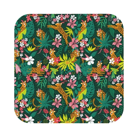 Pofeuu Cute Tribal Leopards Print Leather Coasters Set of 6, Round Cups Mugs Mat Pad for Home Kitchen Heat Resistant Drink Coasters,Square