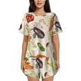 thumbnail image 1 of Pofeuu Cute Vegetables Print Women's Pajama Set Short/Shorts Soft Button PJs Elastic Drawstring Waist Sleepwear-3X-Large, 1 of 6