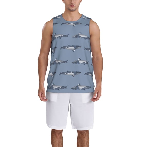 Pofeuu Cute Whale Print Basketball Jersey, Shirts for Men Youth Basketball Jersey Crew Neck-Small