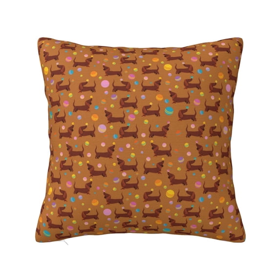 Pofeuu Dachshund And Ball Print Double-sided plush pillowcase Square Throw Pillow Covers Pillows Cover for Living Room Bedroom Sofa Couch Cushion Cover(No pillow core)-26"x26"