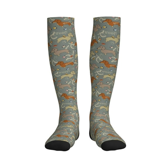 Pofeuu Dachshund Dog Bird Print Compression Socks for Women & Men Circulation - Best Support for Nurses,Running,Athletic,Sports