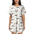 thumbnail image 1 of Pofeuu Dachshund Dog Print Women's Pajama Set Short/Shorts Soft Button PJs Elastic Drawstring Waist Sleepwear-, 1 of 6