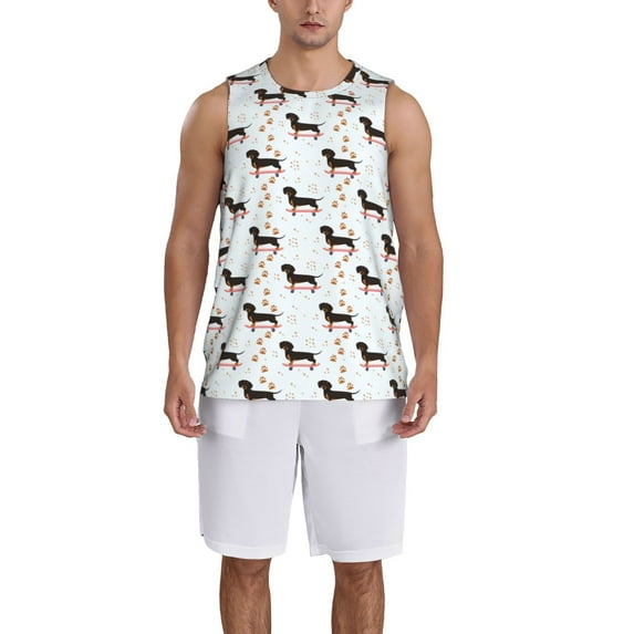 Pofeuu Dachshund On A Skateboard Print Basketball Jersey, Shirts for Men Youth Basketball Jersey Crew Neck-Large