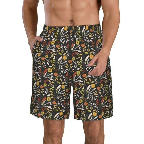 Pofeuu Daisies Flowers Prin Men's Swim Trunks Quick Dry Bathing Suit Swimming Board Shorts Mesh Lining Beach Swimwear-X-Large