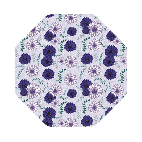 Pofeuu Daisies Flowers Print Leather Coasters Set of 6, Round Cups Mugs Mat Pad for Home Kitchen Heat Resistant Drink Coasters,Octagon