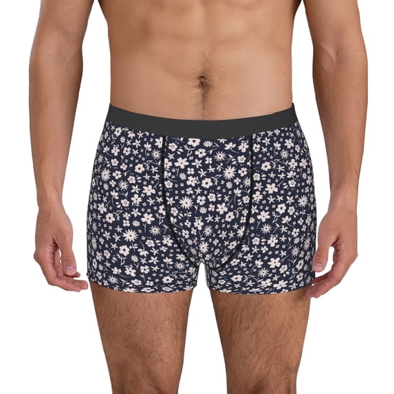 Pofeuu Daisies Flowers Print Men’s Boxer Briefs, Moisture-Wicking Underwear, Regular,Trunk-Large
