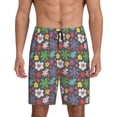 thumbnail image 1 of Pofeuu Daisies Flowers Print Men's Soft Woven Elastic Waistband Sleep Pajama Short-Medium, 1 of 6