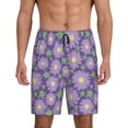 thumbnail image 1 of Pofeuu Daisies Flowers Print Men's Soft Woven Elastic Waistband Sleep Pajama Short-Small, 1 of 6