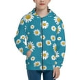 thumbnail image 1 of Pofeuu Daisies Flowers Print Teenage Zipper Hoodie Sweatshirts Hooded Casual Jackets With Pocket For Boys Girls-Small, 1 of 6