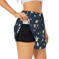 thumbnail image 1 of Pofeuu Daisies Flowers Print Women's Athletic Shorts Running Workout Shorts Tummy Control Quick Dry Gym Shorts with Pockets Double layer sports shorts-Small, 1 of 7