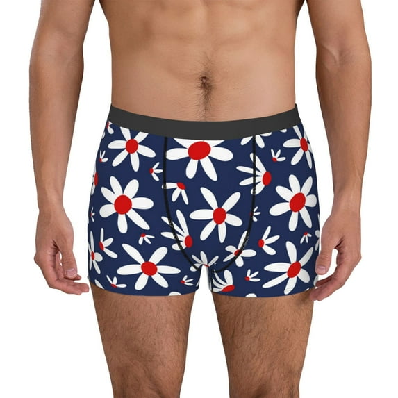 Pofeuu Daisy Flowers Print Men’s Boxer Briefs, Moisture-Wicking Underwear, Regular,Trunk-XX-Large