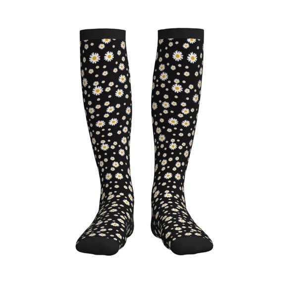Pofeuu Daisy Print Compression Socks for Women & Men Circulation - Best Support for Nurses,Running,Athletic,Sports