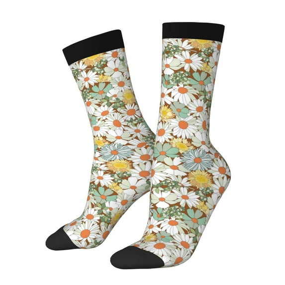 Pofeuu Daisy Print Crew Socks, Adult Running Hiking Socks for Youth and Adult