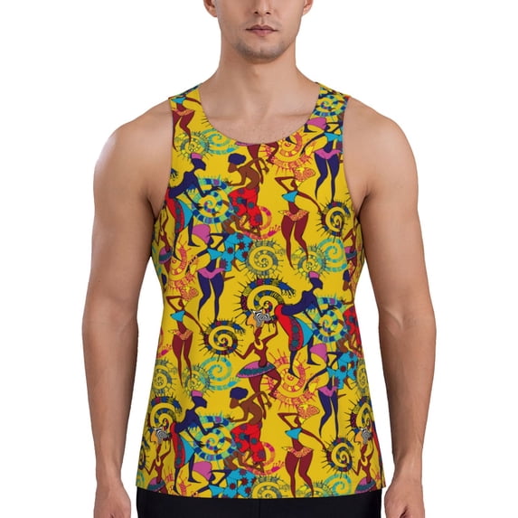 Pofeuu Dancing African Womens Print Men's Workout Tank Tops Sleeveless Muscle Gym Shirt Quick Dry-4X-Large