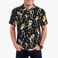 thumbnail image 1 of Pofeuu Dancing Skeleton Party Print Men's Loose Fit Midweight Short-Sleeve Pocket Polo-3X-Large, 1 of 6