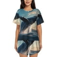 thumbnail image 1 of Pofeuu Dancing Whale Print Women's Pajama Set Short/Shorts Soft Button PJs Elastic Drawstring Waist Sleepwear-Small, 1 of 6