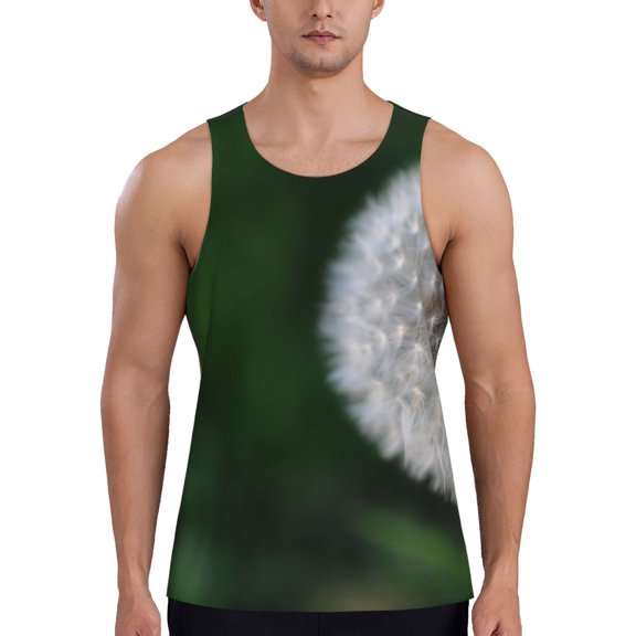 Pofeuu Dandelion Print Men's Workout Tank Tops Sleeveless Muscle Gym Shirt Quick Dry-Small