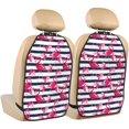 thumbnail image 1 of Pofeuu Dark Blue Stripes and Flamingos Print 2 Pack PU Leather Kick Mat Back Seat Protector, Universal Car Seat Back Organizer, Waterproof Backseat Protector For Most Car, 1 of 8