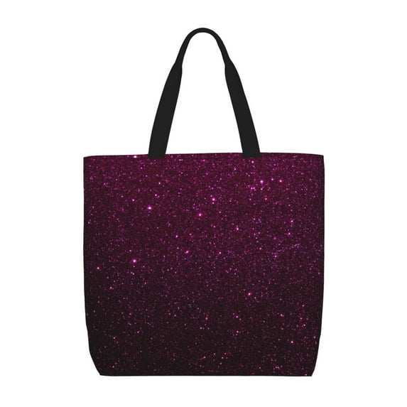 Pofeuu Dark Purple Glitter Print Tote Bag for Women,Hobo HandBags with Zipper,Large Capacity Casual Shoulder Handbags with Inner Pockets