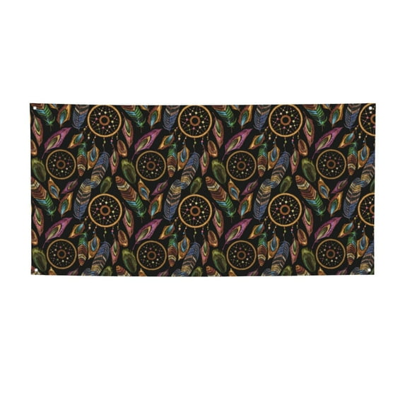 Pofeuu Decorative Feathers Print Colorful Yard Festival Banner Sign Party Outdoor & Indoor Party Decoration Banne Festival Yard Sign-Medium