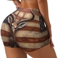thumbnail image 1 of Pofeuu Deer American Flag Wall Print Workout Shorts for Women Scrunch Butt Lifting High Waisted Yoga Gym Seamless Booty Biker Shorts-XX-Large, 1 of 8