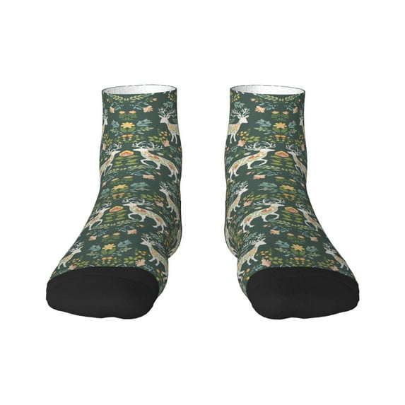 Pofeuu Deer And Flowers Print 30cm Socks, Adult Running Hiking Socks for Youth and Adult
