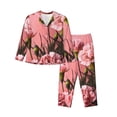 thumbnail image 1 of Pofeuu Delicate Pink Carnations A Print Womens Pajamas Set Long Sleeve Sleepwear Button Down Nightwear Soft Pj Lounge Sets Button Down Pajamas Women-Large, 1 of 7