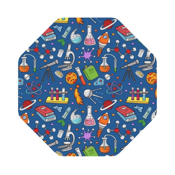 Pofeuu Different Chemical Things Print Leather Coasters Set of 6, Round Cups Mugs Mat Pad for Home Kitchen Heat Resistant Drink Coasters,Octagon