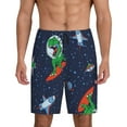 thumbnail image 1 of Pofeuu Dinosaur Astronaut Space Surfing Print Men's Soft Woven Elastic Waistband Sleep Pajama Short-Medium, 1 of 6