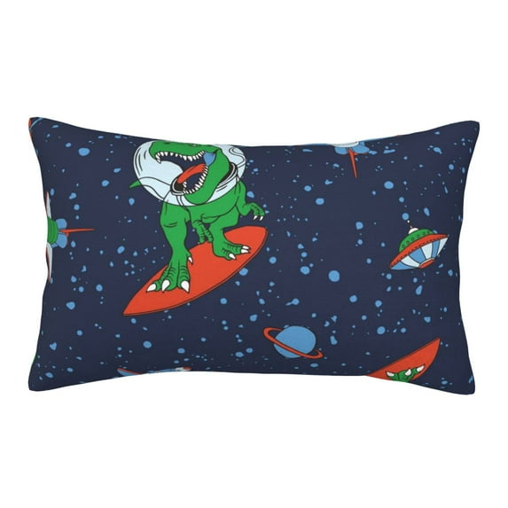 Pofeuu Dinosaur Astronaut Space Surfing Print Polyester Microfiber Plush Pillowcases, Super Soft and Cozy Pillow Case Covers with Envelop Closure(Pillow core not included)-14"x20"