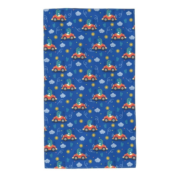 Pofeuu Dinosaur Driving Print Hand Towel 27.5" x 16" Soft Absorbent Towel for Bathroom SPA Gym Hotel