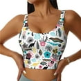 thumbnail image 1 of Pofeuu Dinosaur Print Sports Bra for Women Sexy Vest Yoga Running Gym Fitness Crop Bras Tops-Large, 1 of 8