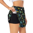 thumbnail image 1 of Pofeuu Dinosaur Print Women's Athletic Shorts Running Workout Shorts Tummy Control Quick Dry Gym Shorts with Pockets Double layer sports shorts-Medium, 1 of 7