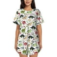 thumbnail image 1 of Pofeuu Dinosaur Print Women's Pajama Set Short/Shorts Soft Button PJs Elastic Drawstring Waist Sleepwear-4X-Large, 1 of 6