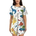 thumbnail image 1 of Pofeuu Dinosaur Print Women's Pajama Set Short/Shorts Soft Button PJs Elastic Drawstring Waist Sleepwear-Small, 1 of 6