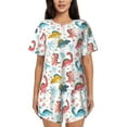 thumbnail image 1 of Pofeuu Dinosaur Print Women's Pajama Set Short/Shorts Soft Button PJs Elastic Drawstring Waist Sleepwear-Small, 1 of 6