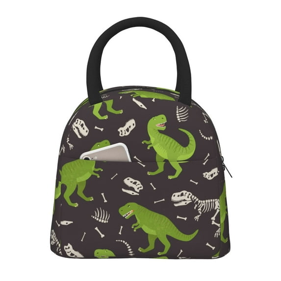 Pofeuu Dinosaur Skeleton Print Lunch Bag for Adult Insulated Lunch Box,Leakproof Cooler Food Lunch Containers Reusable High Capacity Lunch Tote Bags-One Size