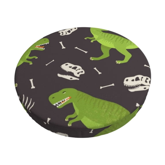 Pofeuu Dinosaur Skeleton Print Round Bar Stool Covers - Super Soft and Washable Elastic Stool Cushion Slipcover Easy Clean Velvet-13 inch