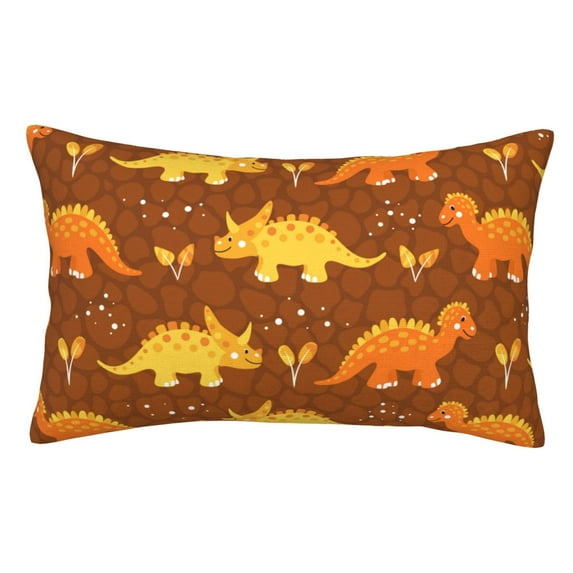 Pofeuu Dinosaurs and Leaves Print Polyester Microfiber Plush Pillowcases, Super Soft and Cozy Pillow Case Covers with Envelop Closure(Pillow core not included)-16"x24"