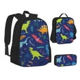 thumbnail image 1 of Pofeuu Dinosaurs Print Backpack Travel Backpacks With Lunch Bag Pencil Bag Set 3 pcs Set Cartoon Backpack, 1 of 7